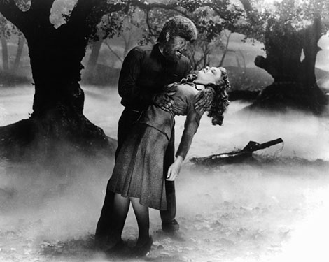 Lon Chaney Jr. and Evelyn Ankers in The Wolf Man (1941) movie still